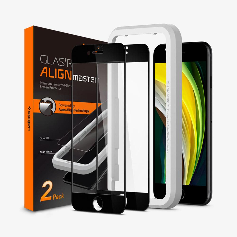 Spigen Alignmaster Full Cover Black Iphone 8 Screen Protector Black | JPRA-10853