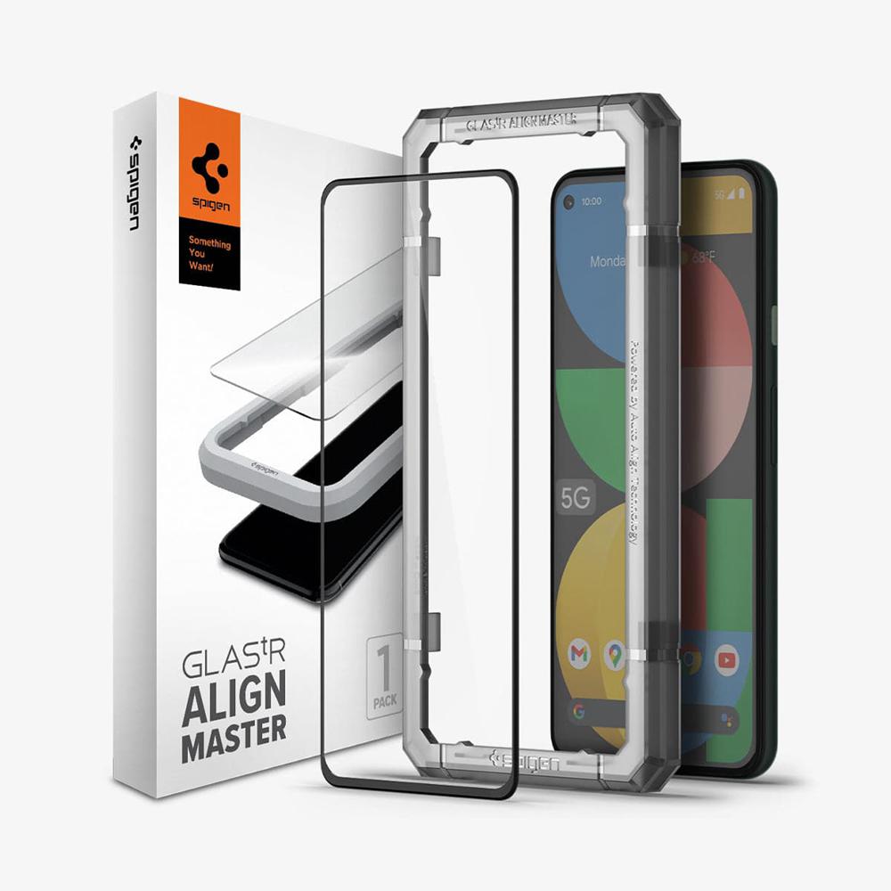 Spigen Alignmaster Full Cover Pixel 5A Screen Protector Black | MCBQ-17063