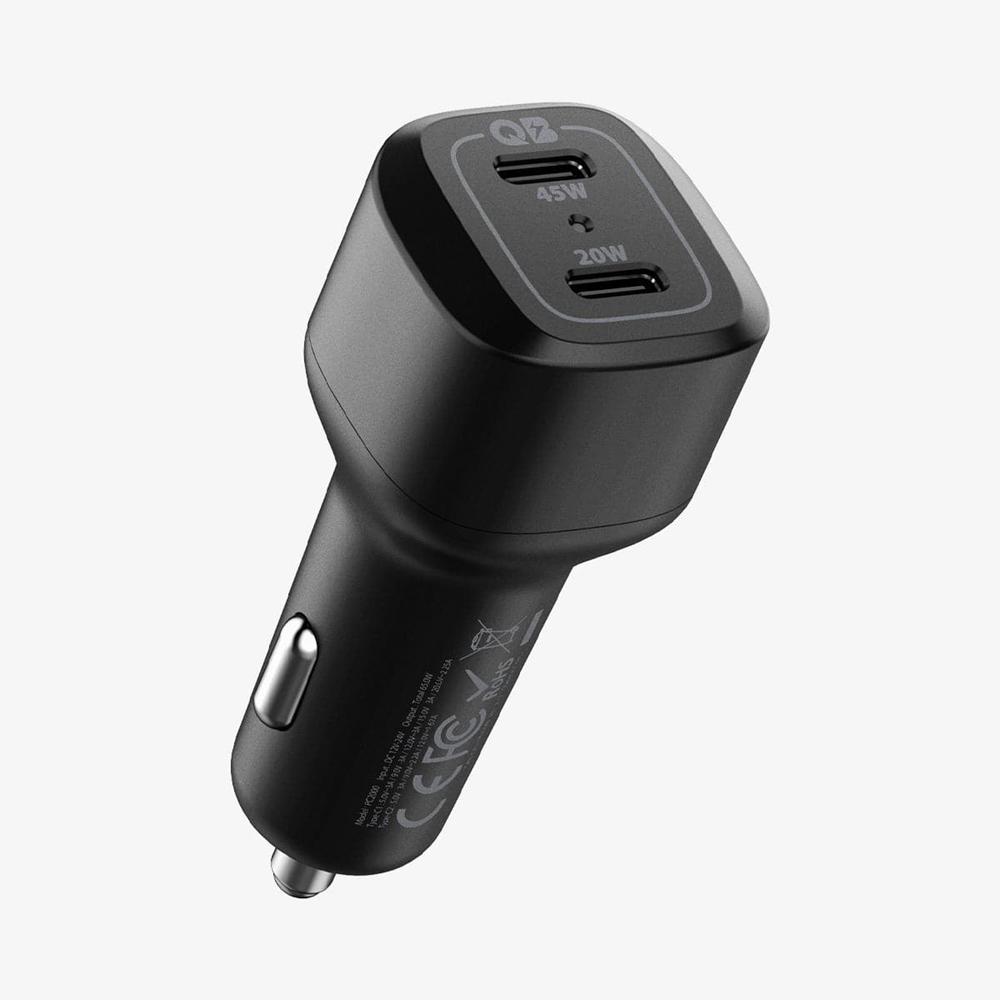 Spigen ArcStation™ Dual Port | 65W Usb-C Car Charger Black | TFOG-06389