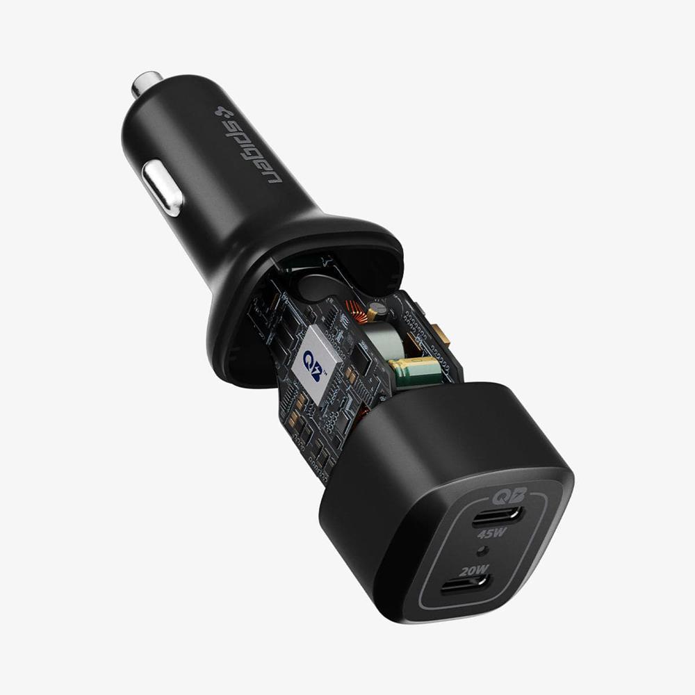 Spigen ArcStation™ Dual Port | 65W Usb-C Car Charger Black | TFOG-06389