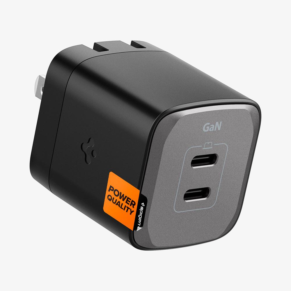 Spigen ArcStation™ Pro GaN Dual Port | 45W Usb-C Wall Charger MIdnight BlACK | FXMJ-06148