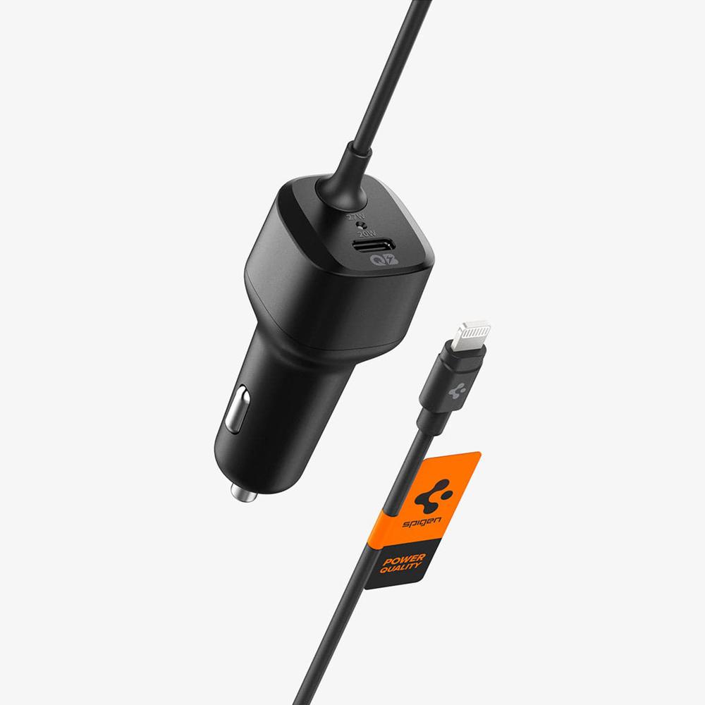 Spigen ArcStation™ | 47W Usb-C & Lightning Car Charger Black | LTQH-63158