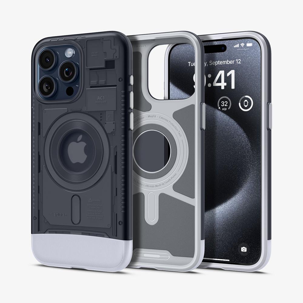 Spigen Classic C1 Wallet Set (MagFit) Iphone 15 Series Wallet Set (Magfit) Graphite Grey | QTVU-90743