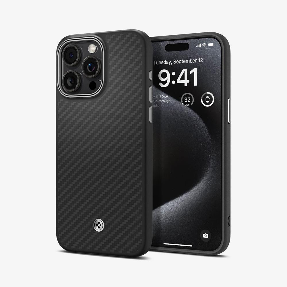 Spigen Enzo Aramid (MagFit) Iphone 15 Pro Max Case Matte Black | MLKN-06924