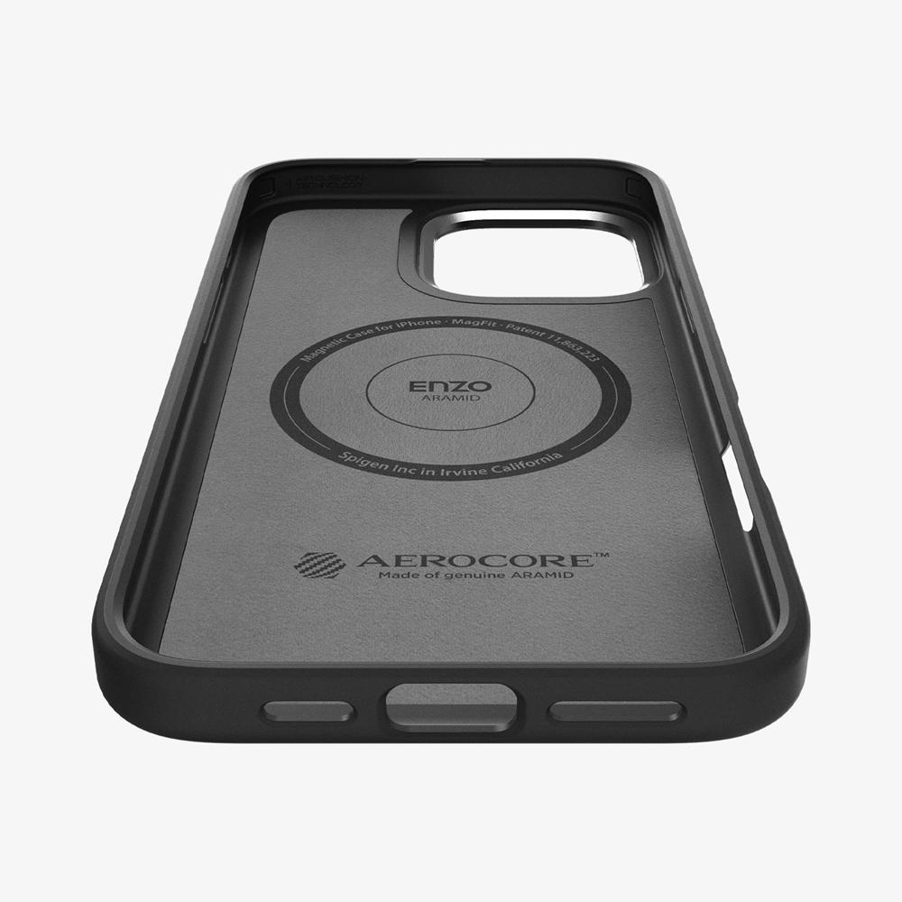 Spigen Enzo Aramid (MagFit) Iphone 16 Pro Max Case Black Silver | YOZL-76152