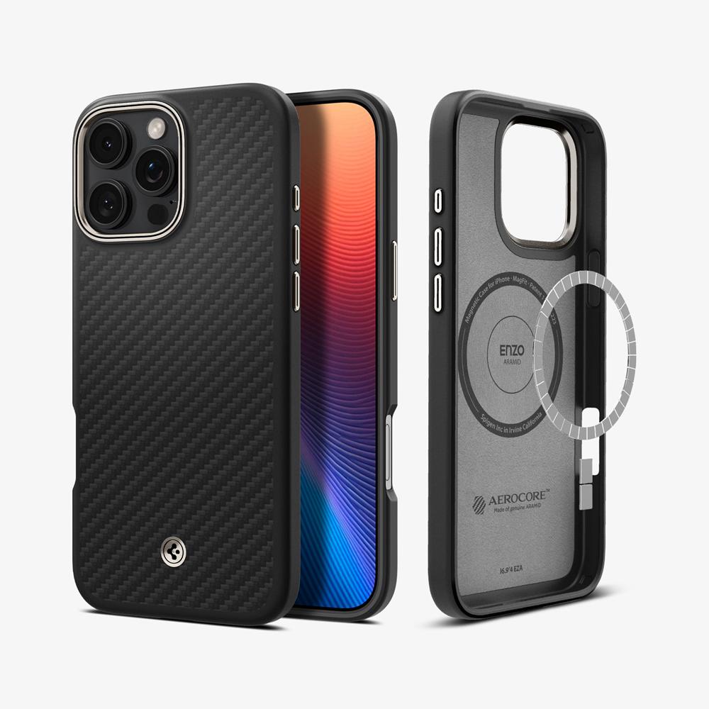 Spigen Enzo Aramid (MagFit) Iphone 16 Pro Case Black Natural | ZFKL-50193