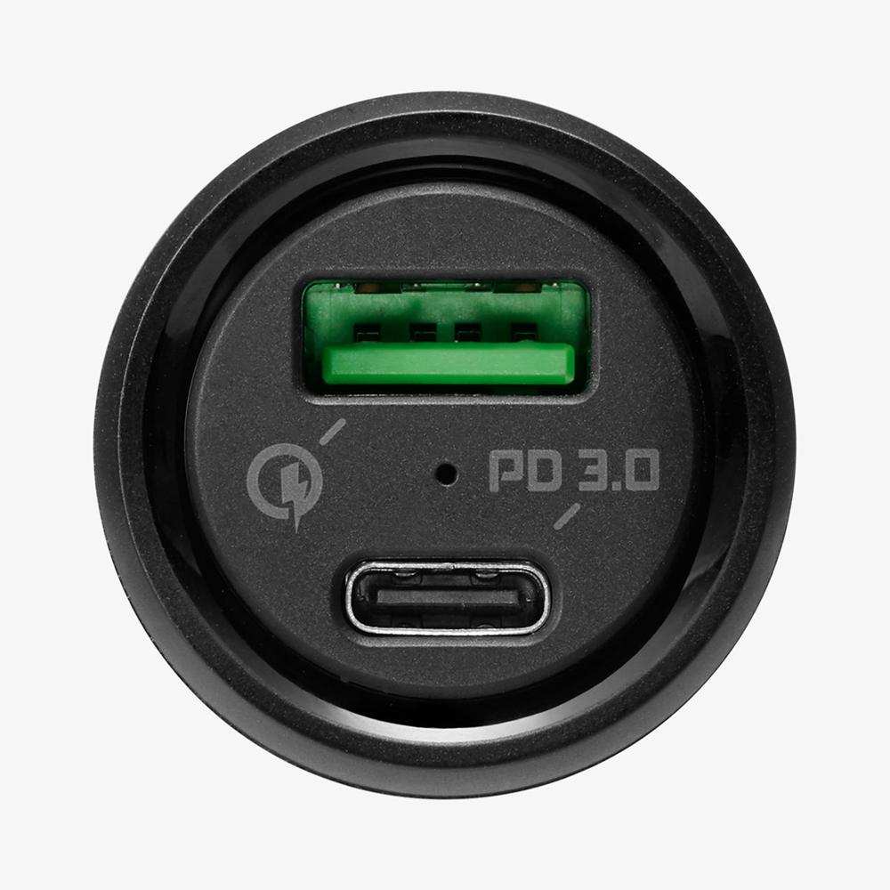 Spigen Essential® Dual Port | 27W Usb-C & Usb-A Car Charger Black | MNHD-65942