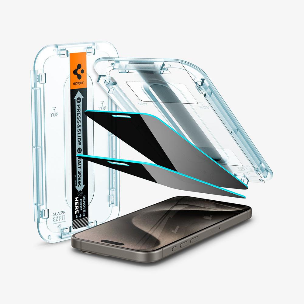 Spigen GLAS.tR EZ Fit | Privacy Iphone 15 Pro Max Screen Protector Privacy | ZMHC-38596