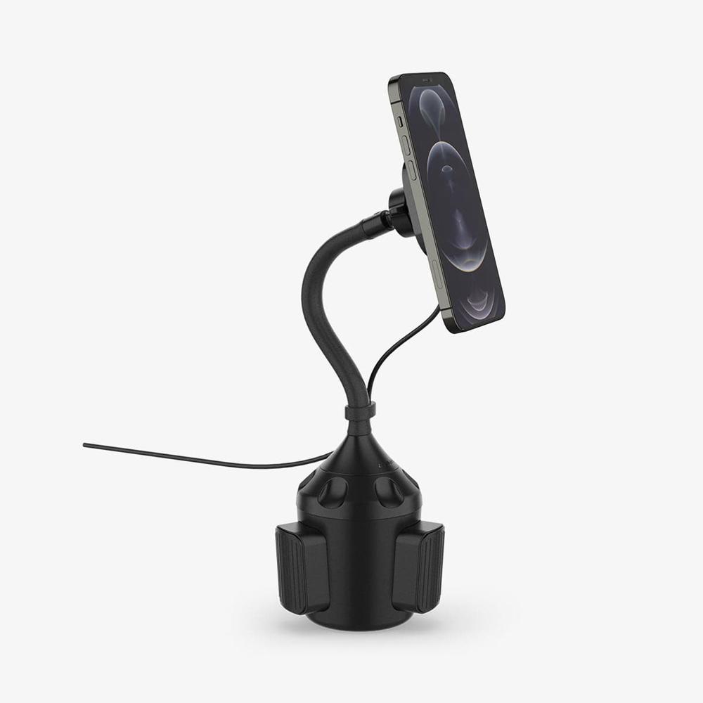 Spigen OneTap Pro | Cup Holder Car Mount (MagFit) Magsafe Car Mount + Charger Black | EHJZ-60817