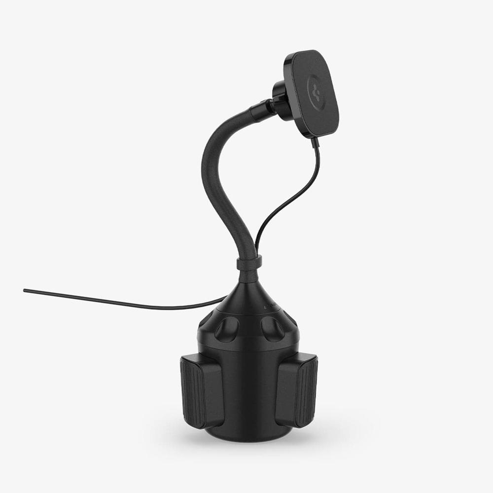 Spigen OneTap Pro | Cup Holder Car Mount (MagFit) Magsafe Car Mount + Charger Black | EHJZ-60817