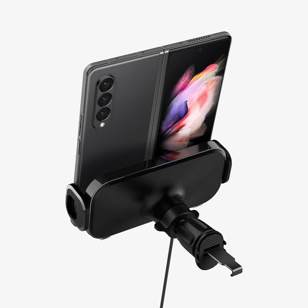 Spigen OneTap Smartlock | Air Vent Mount Galaxy Fold Car Mount + Charger Black | KCQZ-37986