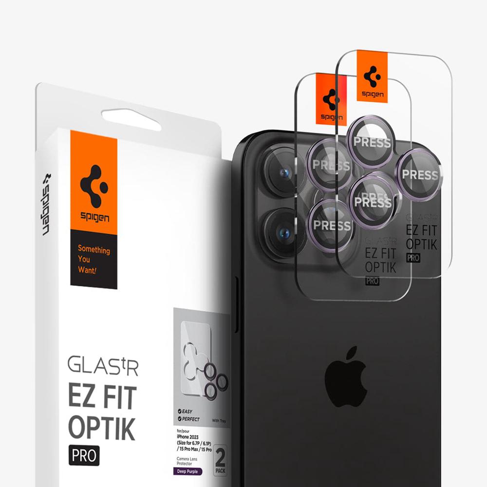 Spigen Optik Pro EZ Fit Iphone 15 Pro Lens Protector Deep Purple | CNRP-93046