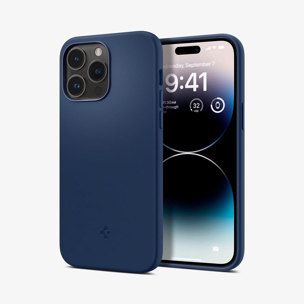 Spigen Silicone Fit (MagFit) Iphone 14 Pro Max Case Navy Blue | CWDK-14093