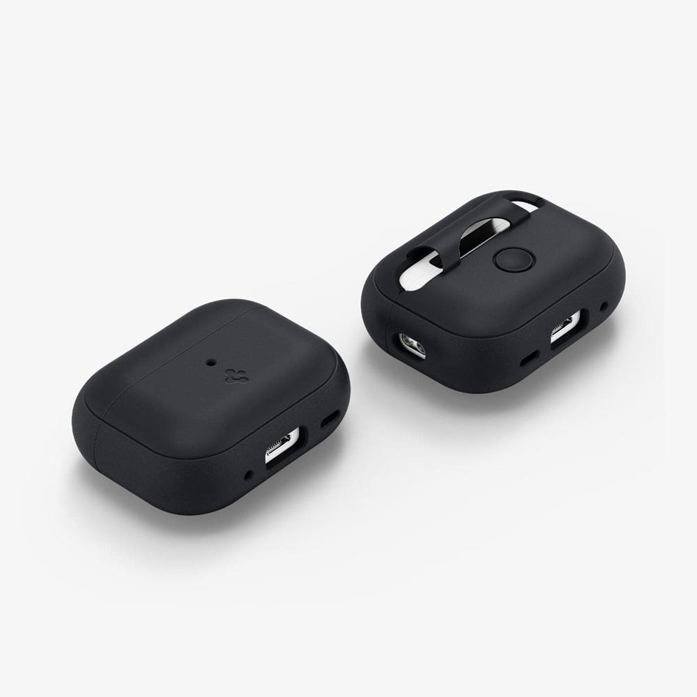 Spigen Silicone Fit + Strap Airpods Pro 2 Case Black + Green Strap | MKXO-75083