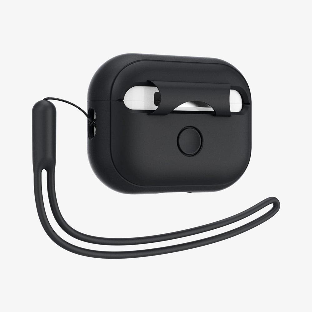 Spigen Silicone Fit + Strap Airpods Pro 2 Case Black + Black Strap | EKOW-24051