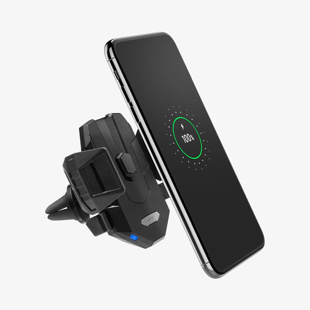 Spigen SteadiBoost™ | Air Vent Mount Universal Car Mount + Charger Black | LPCG-64702