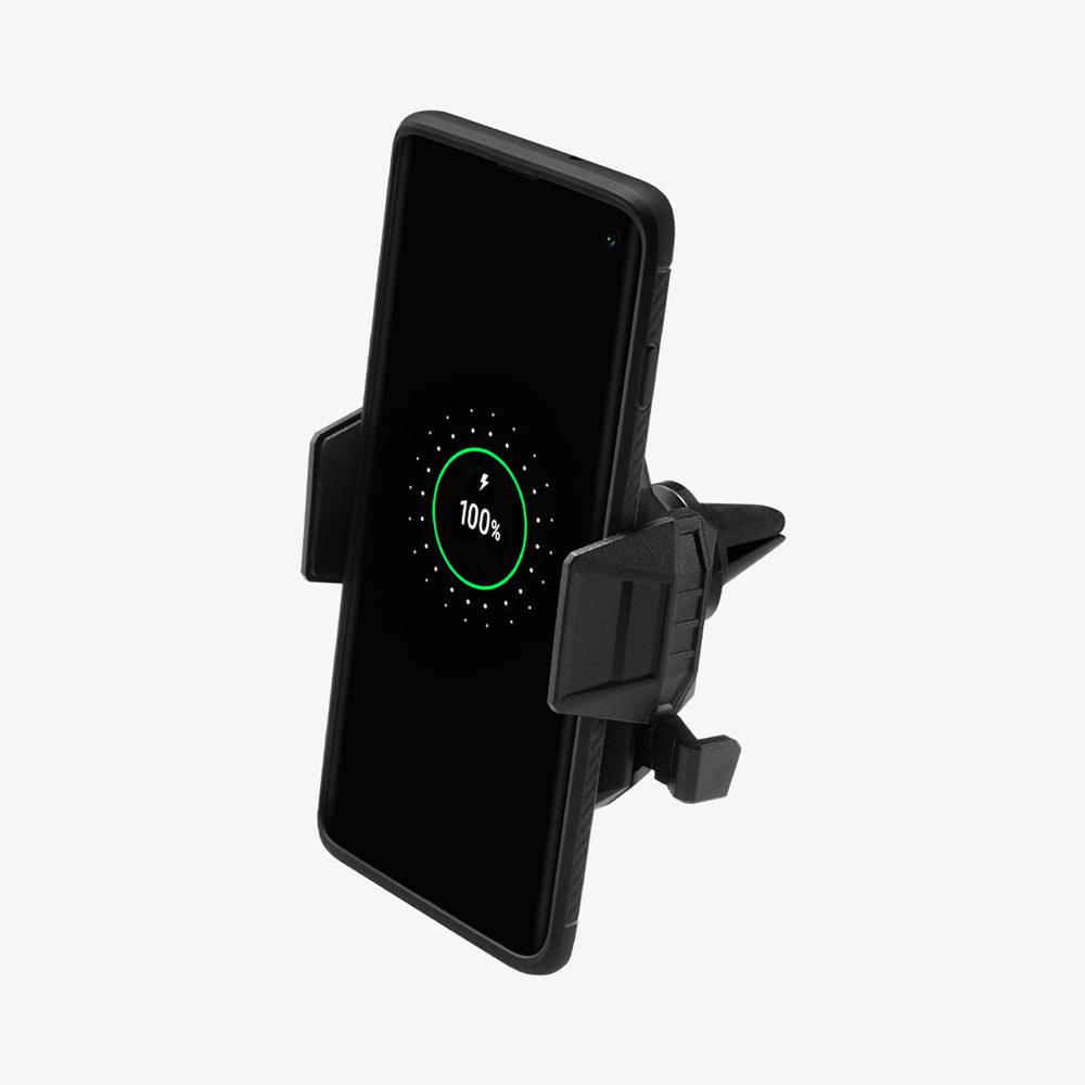 Spigen SteadiBoost™ | Air Vent Mount Universal Car Mount + Charger Black | LPCG-64702